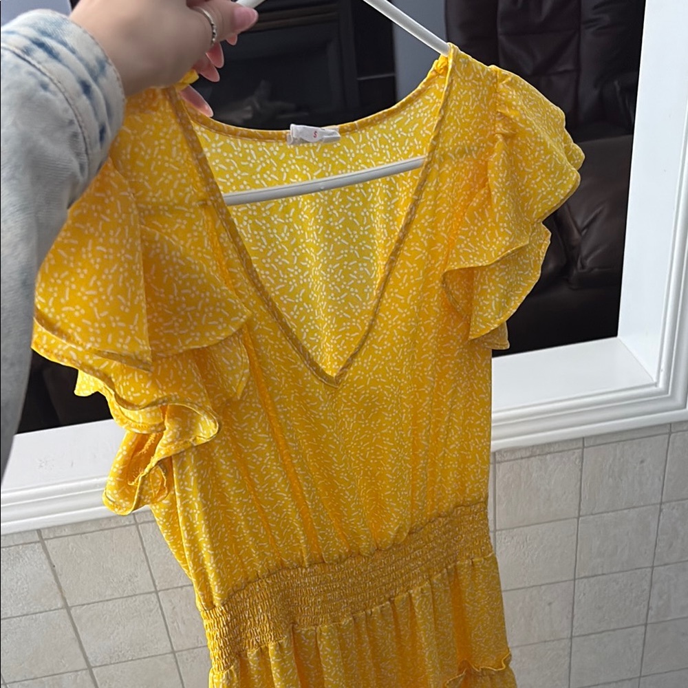 Yellow Ruffle Sleeve Dress